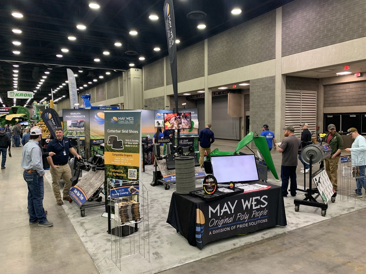 PridePlastics1's tweet photo. Our @maywesmfg team is representing Pride Solutions at the National Farm Machinery Show this week! We make several products for the agricultural industry, including poly skid shoes and compression molded G4 Stalk Stomper shoes. Visit Booth 7971 to say hi and learn more! #NFMS https://t.co/vmPkBI79oT
