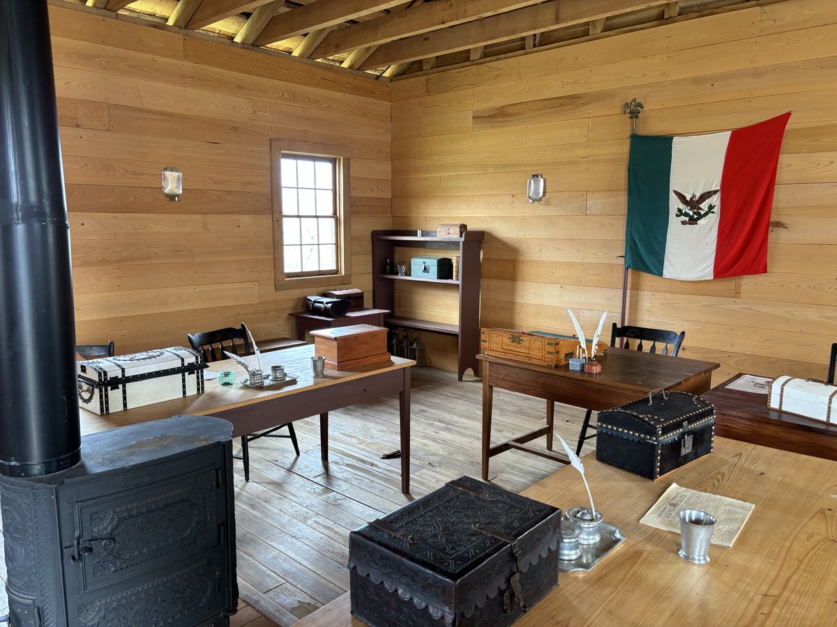 TxHistComm's tweet photo. Every day brings new discoveries at San Felipe de Austin State Historic Site! Archeologists and interpreters reveal pioneer stories from Stephen F. Austin's Mexican Texas HQ. THC Executive Director Edward Lengel toured immersive exhibits and the recreated town. #TexasHistory https://t.co/Bx7gj58onO