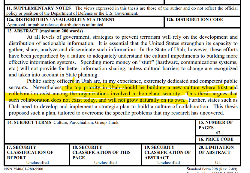 🧵This is from 2004 - <a href="/ConceptualJames/">James Lindsay, anti-Communist</a> was 100% correct. #Utah got subverted and they were nice enough to right a paper about it. THIS IS TERRIFYING! Utah didn't want surveillance so Utah had to be brainwashed. apps.dtic.mil/sti/tr/pdf/ADA…
<a href="/iamlisalogan/">Lisa Logan</a> <a href="/ChelcieHope/">Chelcie Hope</a> <a href="/VoteTrevorLee/">Trevor Lee</a>