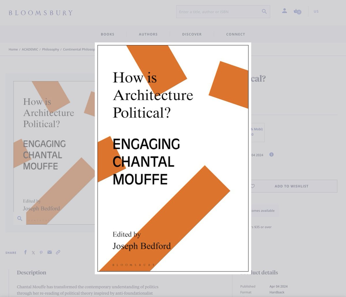 _archexchange's tweet image. How is Architecture Political? Engaging Chantal Mouffe is now available for pre-order. The release date is April 4, 2024. The hardback is $100, but we encourage you to reach out to your university library to order it in. The paperback will be out a year later at $40