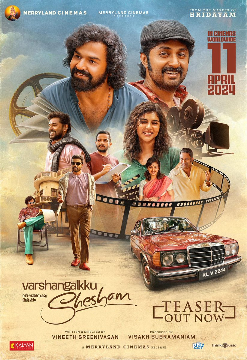 The official teaser of #VarshangalkkuShesham❤️ out!
Releasing worldwide on 11th April 2024 through #merrylandcinemas Directed by #VineethSreenivasan 
#PranavMohanlal #KalyaniPriyadarshan #NivinPauly #AjuVarghese #BasilJoseph #shanabazalshameer #golchinpharsfilms