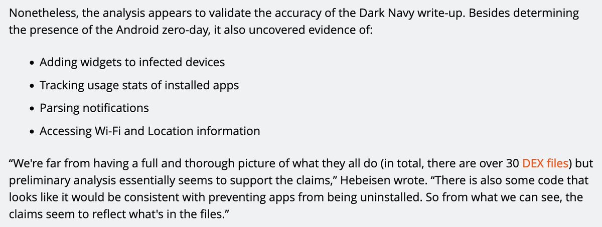 @daveaitel PDD Holdings denies a lot of this but researchers from Lookout further analyzed app samples and corroborated the original researchers claims. 'There is also some code that looks like it would be consistent with preventing apps from being uninstalled.'