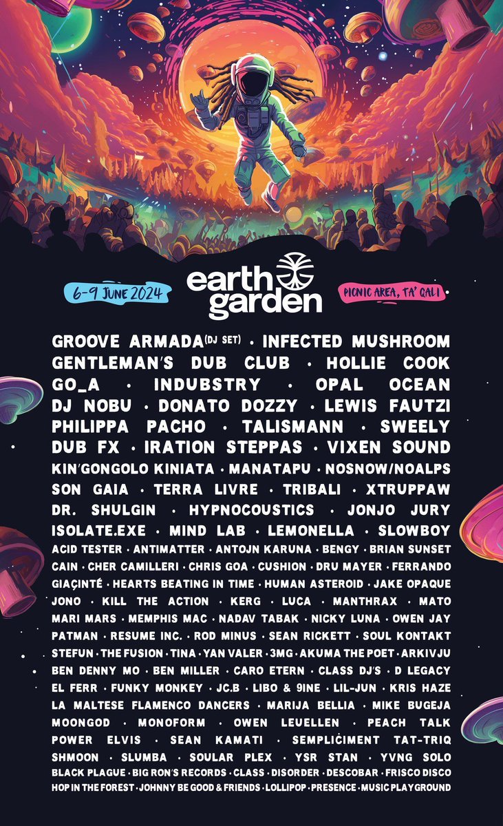 🌍 Earth Garden drops lineup with Groove Armada, Dub FX, Infected Mushroom, and so many more! Check out the lineup poster and festival details... musicfestivalwizard.com/festivals/eart… 
#earthgarden #musicfestival #lineupposter #mfw