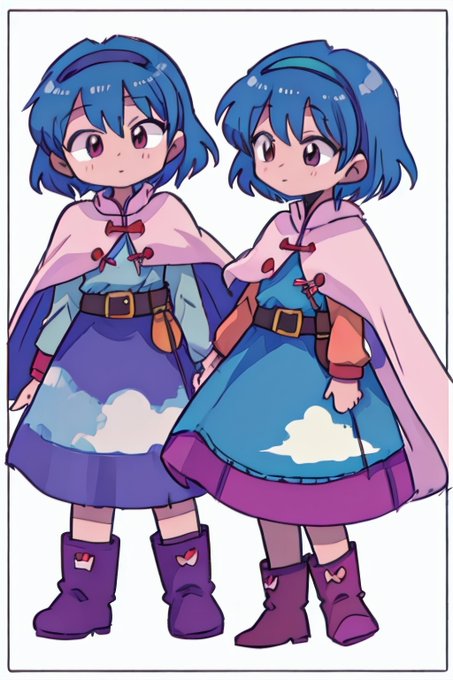 「blue hair multicolored clothes」 illustration images(Latest)