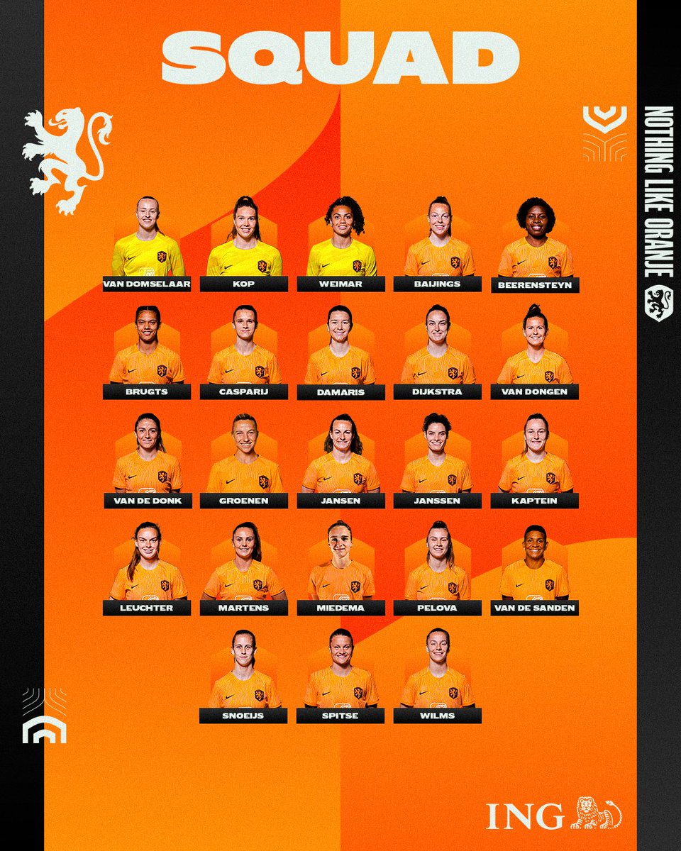 📋 OUR SQUAD for the #UWNL Finals! 🏆

23/2 • 21:00h • 🇪🇸 - 🇳🇱
28/2 • 20:45h • 🇳🇱 - 🇫🇷 or 🇩🇪

#ESPNED #NothingLikeOranje
