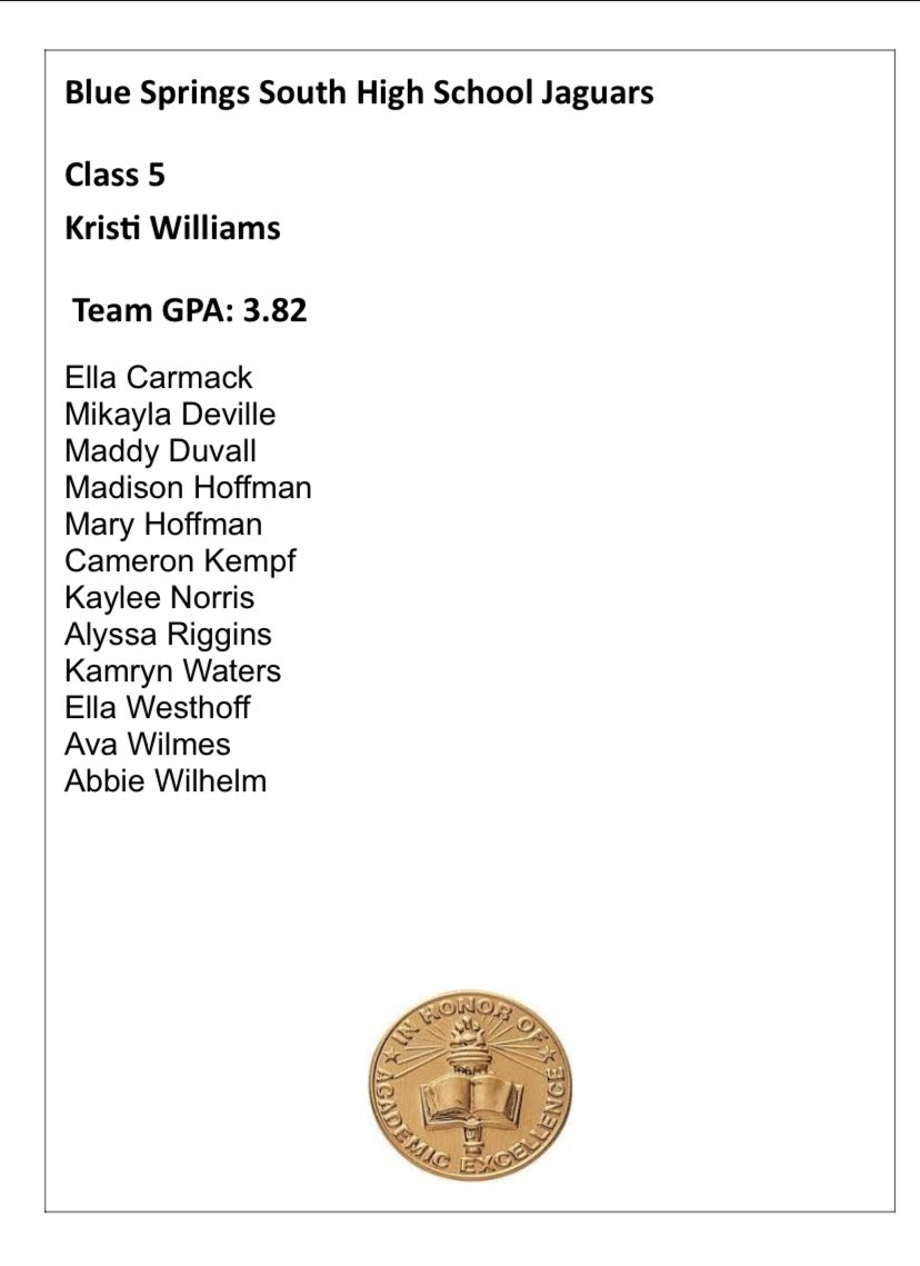 Congratulations to our varsity players who were named Academic All-State! 3.82 Varsity team GPA takes the 5th overall spot in Class 5. #STUDENTAthletes @MadisonHoff24 @aliriggins34