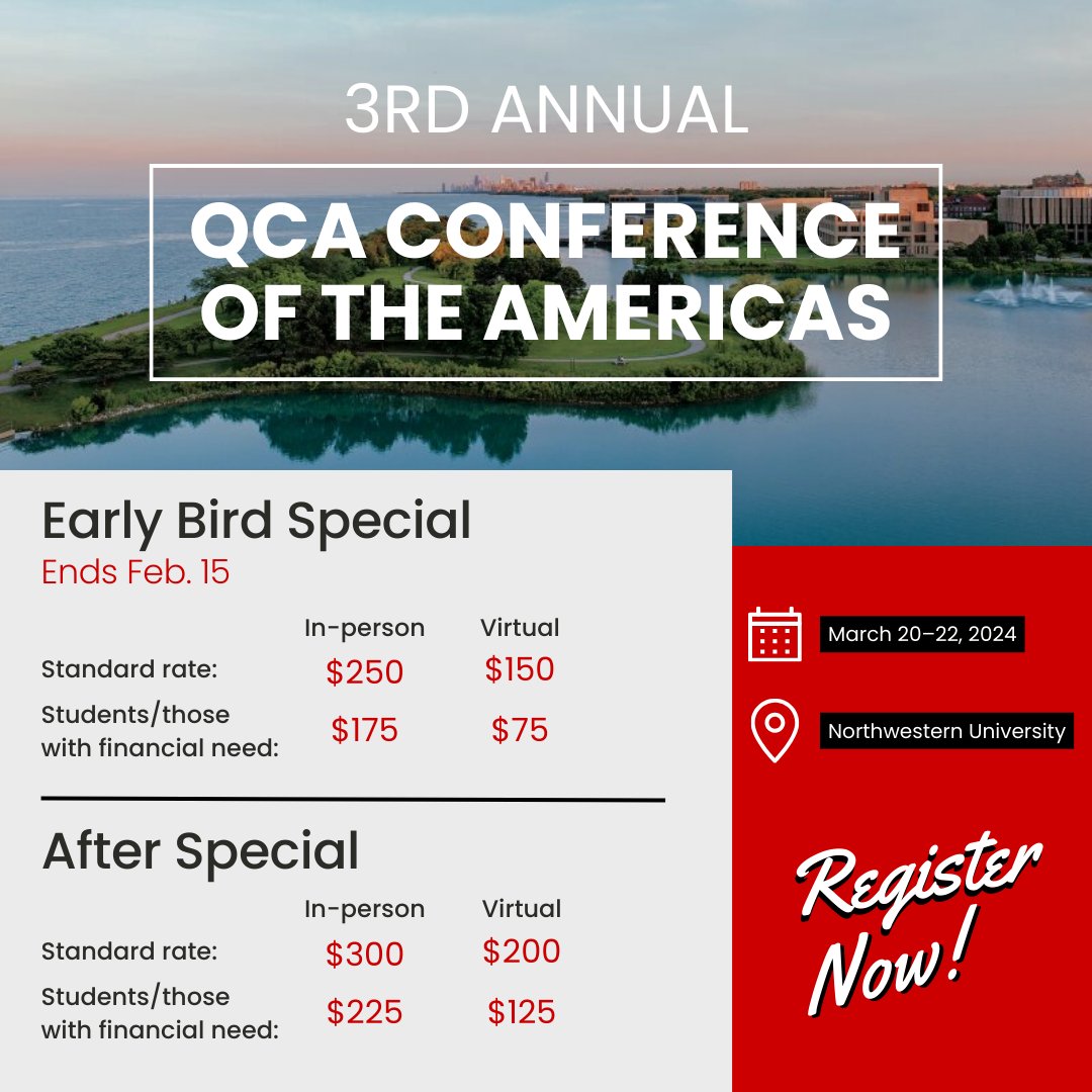 CARMAresearch's tweet photo. CARMA is excited to be a sponsor for the 3rd Annual QCA Conference of the Americas. Take advantage of early bird pricing through February 15 by registering now at https://t.co/sVZQXIACDA.

#QCA #AQCA2024 #COMPASSS #ComparativeMethods #ResearchMethods https://t.co/xrde2xSUUr