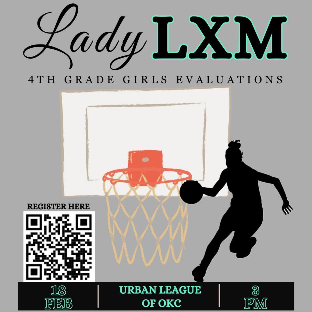 🚨4th Grade Girls Evaluation🚨

🗓️ Sunday, February 18, 2024

⏰ 3pm

📍 Urban League of OKC
3900 N. Martin Luther King 

To register, click this link (forms.gle/e23go8oVQmieFj…) or scan the QR code on the flyer..

We can't wait to see you there!