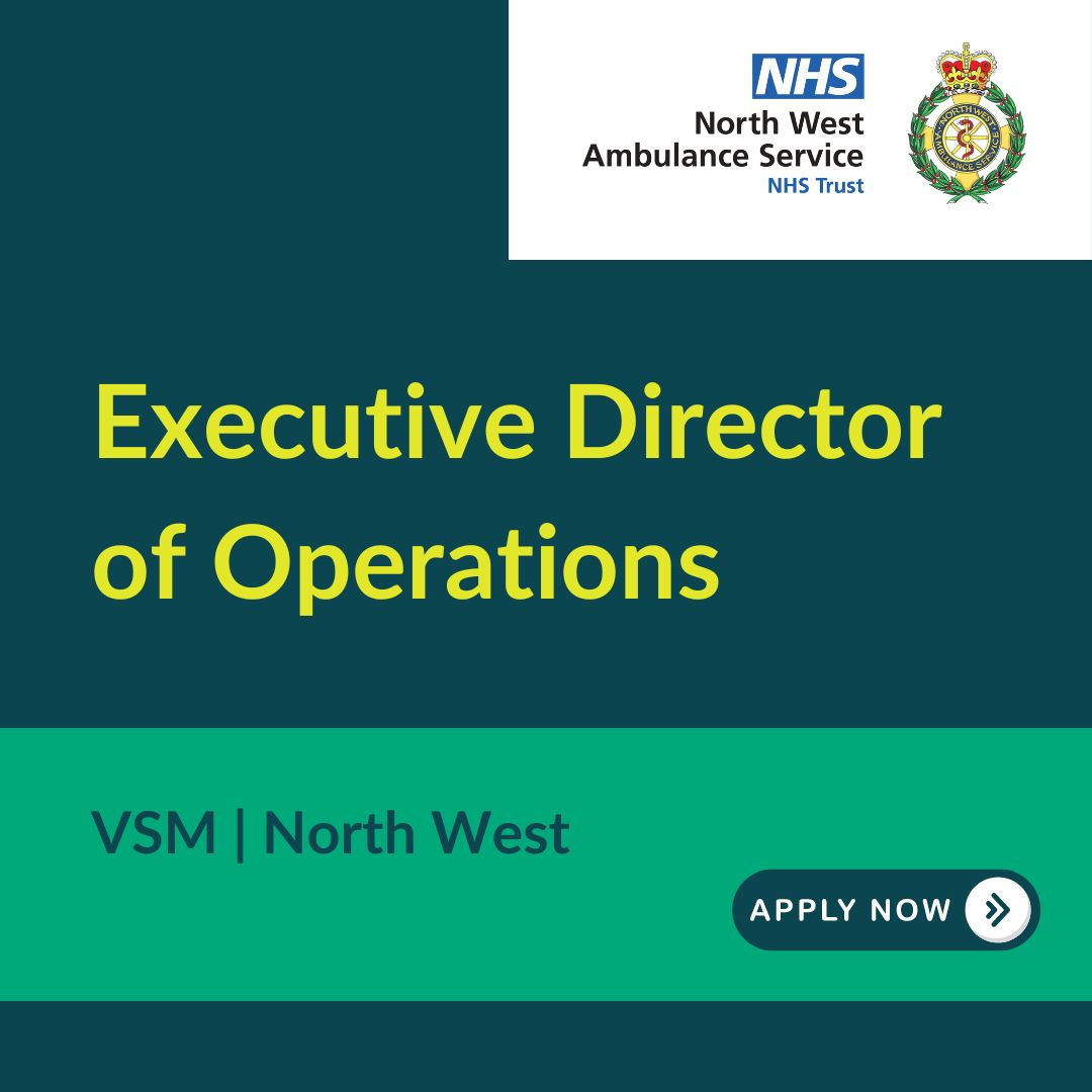 NEW OPPORTUNITY @NWAmbulance As one of the Executive Directors of the NWAS Trust Board, you will play critical role in all aspects of the Trust’s leadership and will lead delivery of the operational response across the Trust. To find out more, visit tinyurl.com/yt9w4w4c