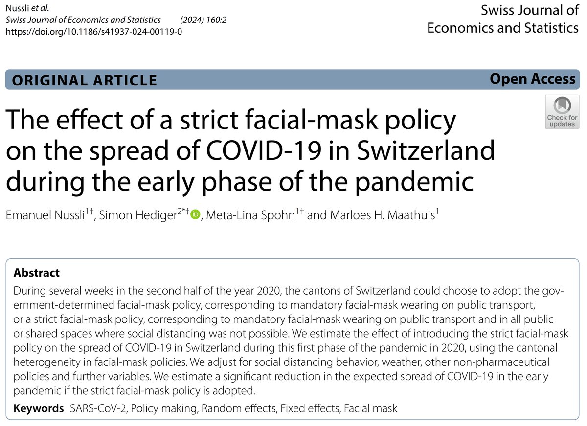 Marius Brülhart (@marius_brulhart) on Twitter photo Field data do not show that #MaskMandates help to contain the spread of #Covid19.
That's what some people continue to claim.
They're wrong.
Here's new evidence from variation across Swiss cantons, hot off the press at <a href="/sjesEditors/">Swiss Journal of Economics and Statistics</a>:
👉sjes.springeropen.com/articles/10.11… Field data do not show that #MaskMandates help to contain the spread of #Covid19.
That's what some people continue to claim.
They're wrong.
Here's new evidence from variation across Swiss cantons, hot off the press at <a href="/sjesEditors/">Swiss Journal of Economics and Statistics</a>:
👉sjes.springeropen.com/articles/10.11…