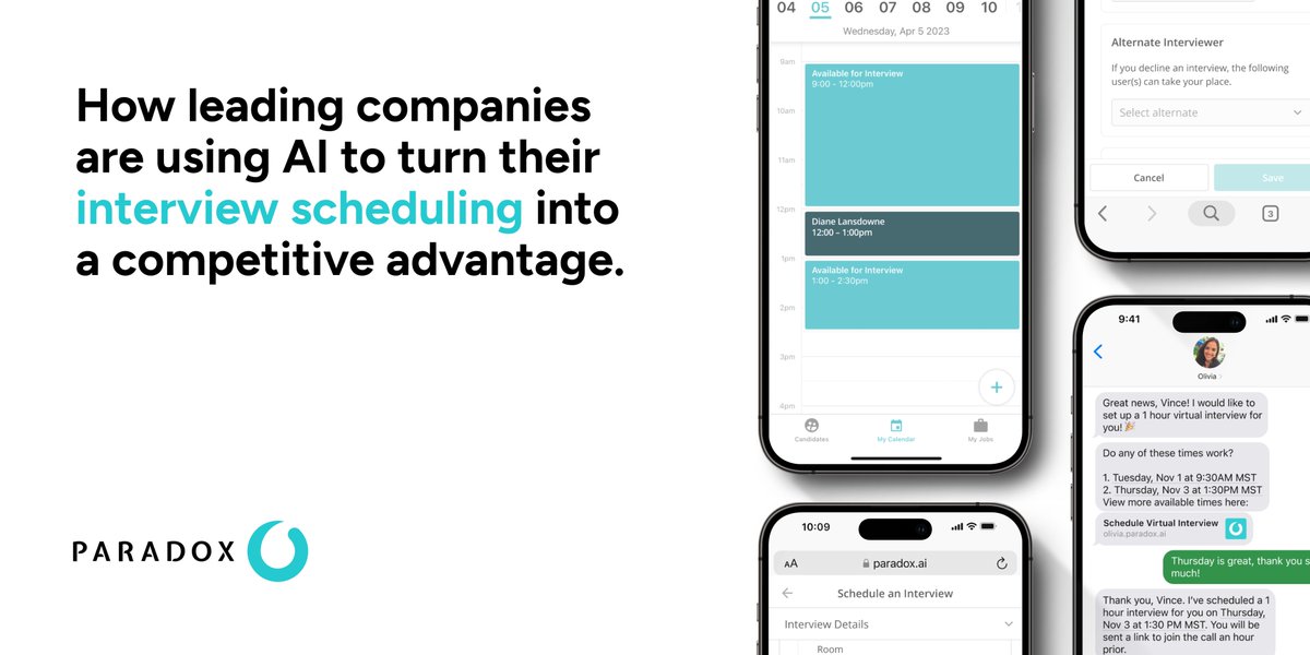 Interviews are the magical moment of the hiring process, but that magic can’t happen if the candidate never makes it there.

Here are 5️⃣ ways that AI is helping interview scheduling so companies can get to the "magical moments" faster and easier.

paradox.ai/blog/5-ways-ai…
