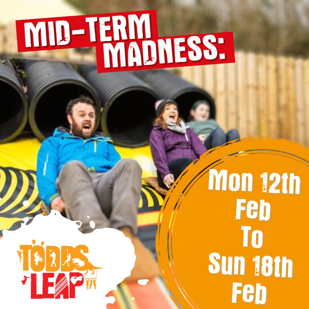 Our 'Mid Term Madness Package' still has spots available until Sunday! Dive into adventure with High Ropes, Indoor Climbing Walls, and the Big Yella Slide - £35p/p! 💥 Hurry and contact us to snag your slot! 📞 (028) 85567170 📧 enquiries@toddsleap.com #midtermmadness #midterm