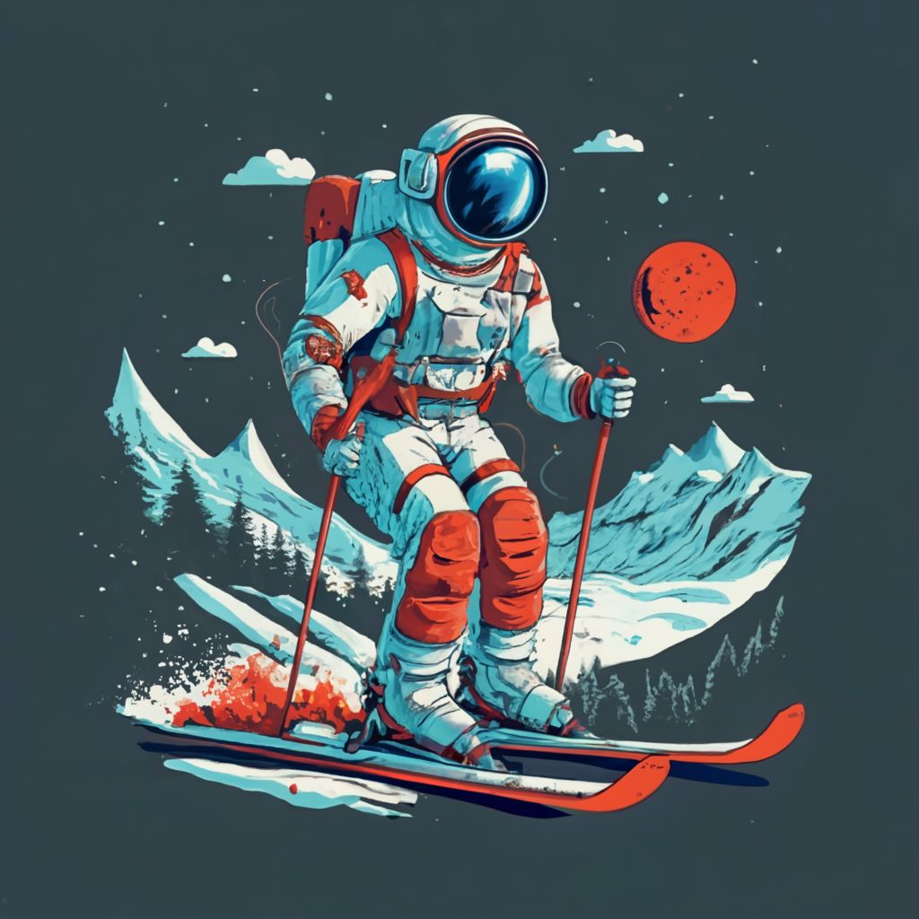 Exploring new horizons: A French astronaut glides gracefully through the moon's majestic mountains, surrounded by the colors of his flag. 🇫🇷🌌🎿 #MoonSkiing #SpaceExploration #FrenchPride #CosmicAdventure #BeyondEarth #GalacticExcursions #LunarLandscape #AstronautAdventures