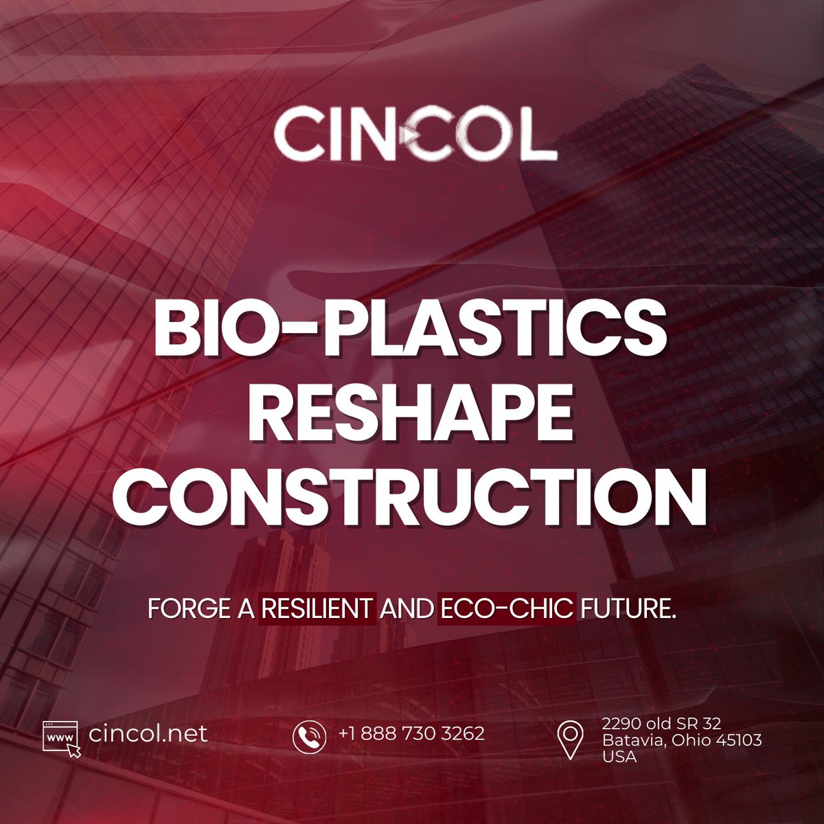 B2BChemicals's tweet photo. Cincol pioneers bio-plastics to reshape construction,
blending resilience with eco-chic design. Embracing nature-friendly solutions, we build a brighter,
greener future, one project at a time.

Find us at:
https://t.co/XoyVolXmWZ
Batavia, Ohio 45103 USA https://t.co/r4LLyo1AWn