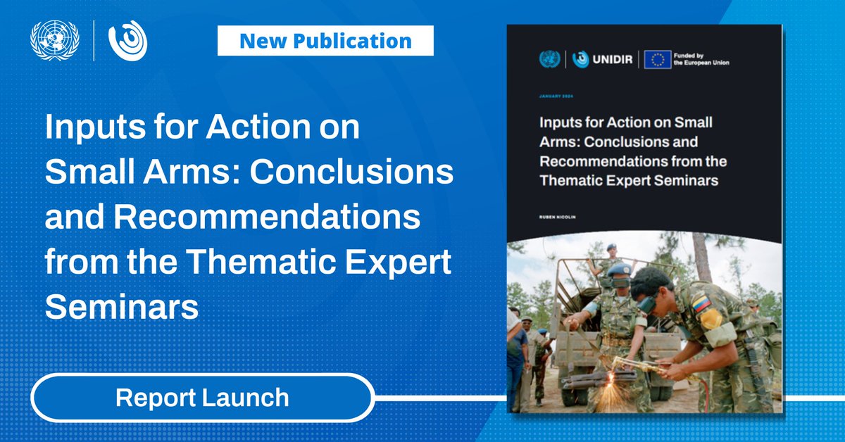 🔜 This week, UNIDIR launches a new report identifying challenges &amp; new ways forward on #SALW control!

Join us in 📍 New York  on 🗓️ 15 Feb with <a href="/IANSAnetwork/">IANSA</a>, <a href="/MaritzaChanV/">Maritza Chan</a> &amp; our co-organizer <a href="/UN_Disarmament/">UN Office for Disarmament Affairs</a>. 

Learn more: unidir.org/NextSteps-SALW

Thanks to 🇪🇺 for the support.