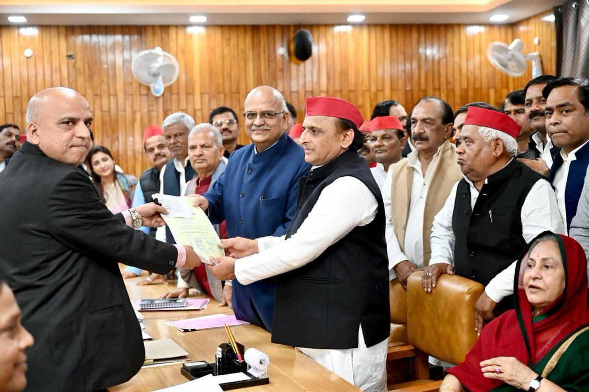 I'm deeply honored to file my Rajya Sabha nomination accompanied by Shri @yadavakhilesh Ji. Our democracy's strength is our collective voice & I'm committed to championing the welfare of our people in Rajya Sabha; honouring the opportunity. #India #RajyaSabha