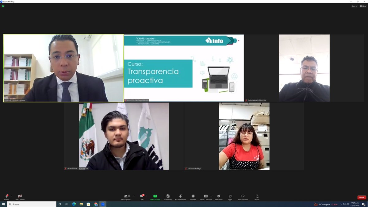 InfoCdMex's tweet photo. Inicia el Curso “Transparencia proactiva”, el cual está dirigido a las y los servidores públicos de #CDMX y público en general. Personal de #CapacitaciónINFO explica que este concepto implica difundir información útil adicional a la prevista con carácter obligatorio por la ley. https://t.co/Tgrx4Kuwjo