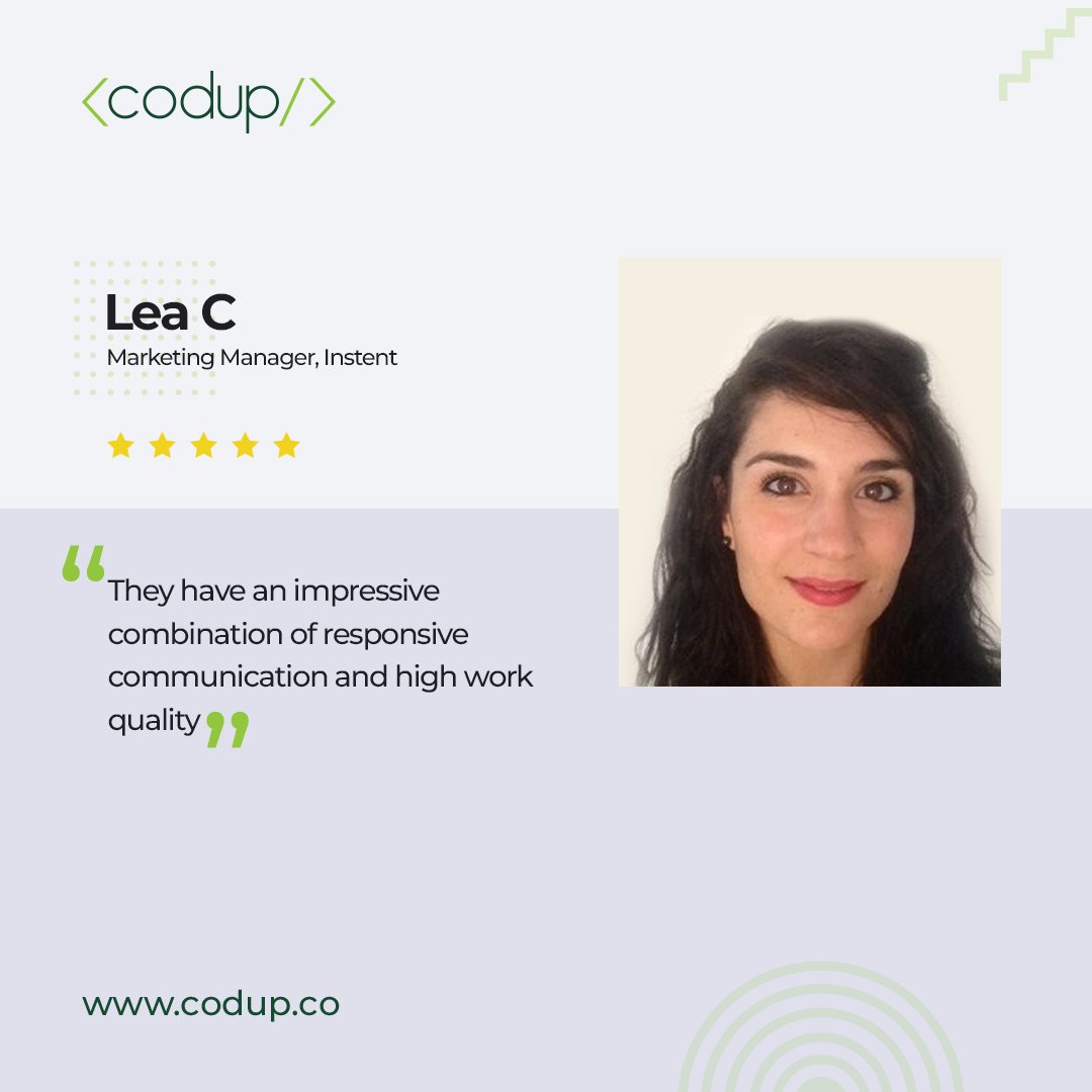 Delighted to deliver exact client visions with exceptional responsiveness and epic quality.

Expect a knowledgeable, attentive partnership with us!
@LeaCauet from <a href="/Instent_/">Instent Industries</a> 

Looking for a reliable partner: codup.co/contact-us/