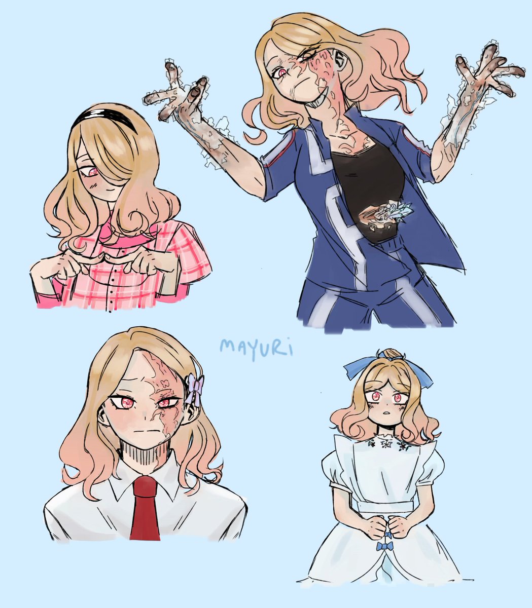 Mayuriuv's tweet photo. I made my insert for bnha :3 
Her name is Sakura Inoue and her kosei is crystallization, With her sweat, tears, or saliva and the iron in her blood she can create crystals and use it like swords, or as a shield. But it can cause necrosis and anemia.

#BNHA #selfship #Ocxcanon https://t.co/tHcBEIgVda