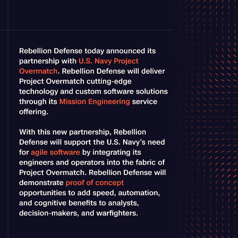 RebellionDef's tweet photo. "In this era of software-defined defense, secure and trusted human-machine teaming is critical." 

Read the full release: https://t.co/KqAhhqv6H4

#SoftwareDefinedDefense #NationalSecurity #DefenseTech