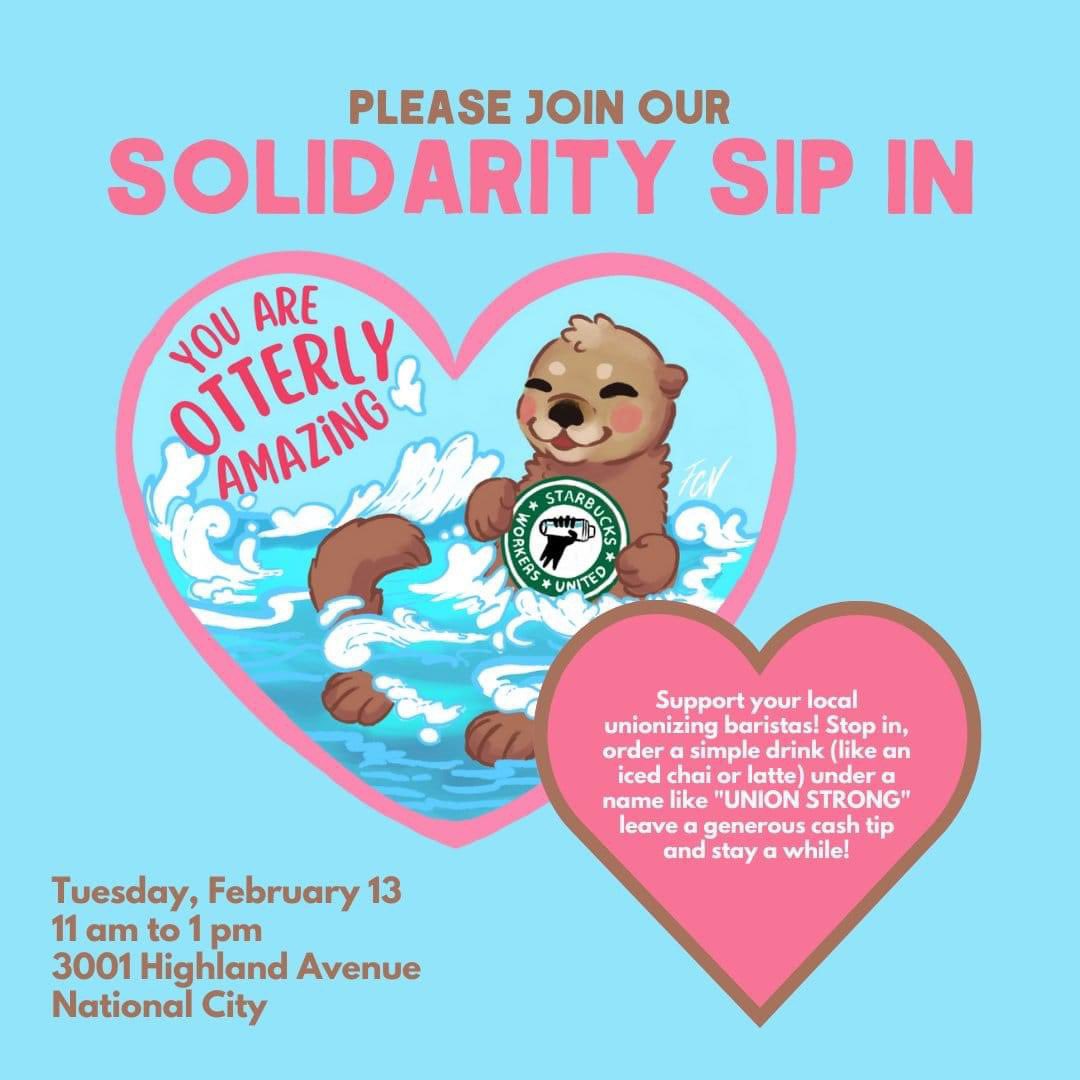 For all my South Bay San Diego folks: stop in Starbucks in National City and show some love to the unionizing baristas!