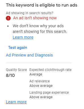 Why is <a href="/GoogleAds/">Google Ads</a> so ridiculous?

"The word doesn't appear and we don't know why..."
If you don't know, who needs to know? Madam Mim?

I am speechless by the level of this instrument...