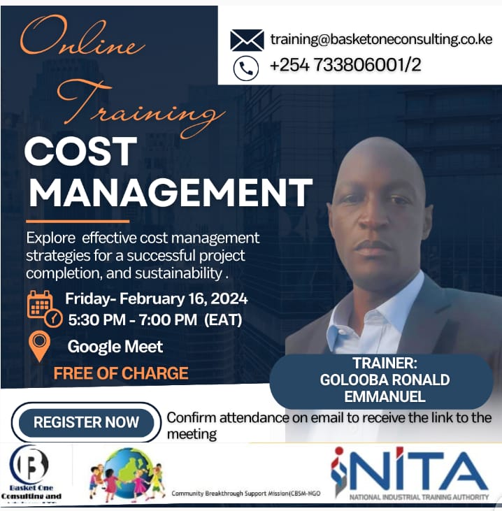 This Friday 16th, we continue with our virtual training, delving into COST MANAGEMENT as our topic. Join Us! From 5:30 to 7:00 Pm Trends: Churchill | Sifuna | Ruto | Ash Wednesday | #Dollar | Kalonzo | #adultingshowmax |