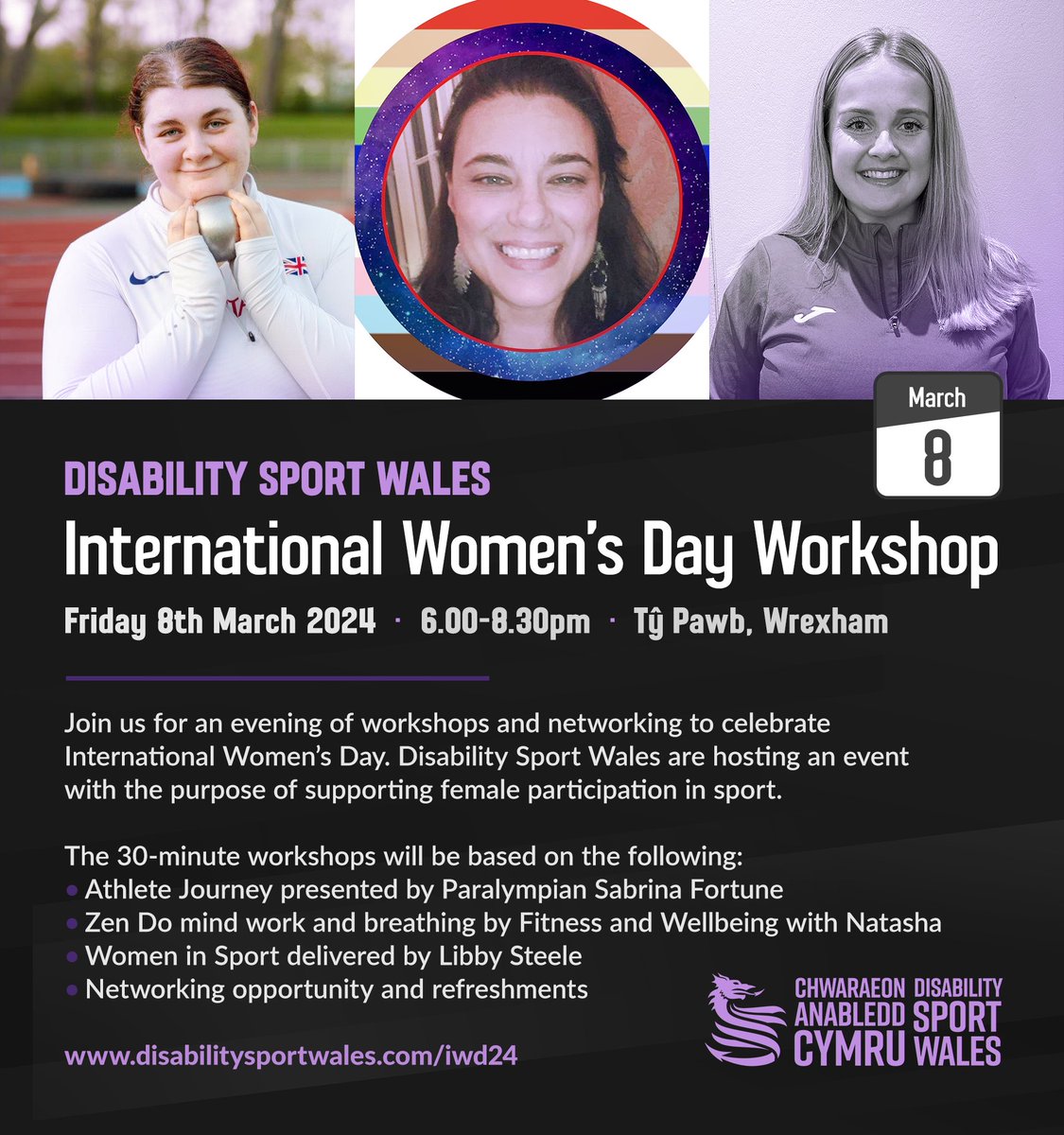 💜 Join us for an evening of workshops and networking to celebrate #IWD24!

Following the success of last year’s event, the DSW International Women’s Day Workshop returns, with the purpose of supporting female participation in sport.

Find out more: 
🔗 ow.ly/zwm250QAGym