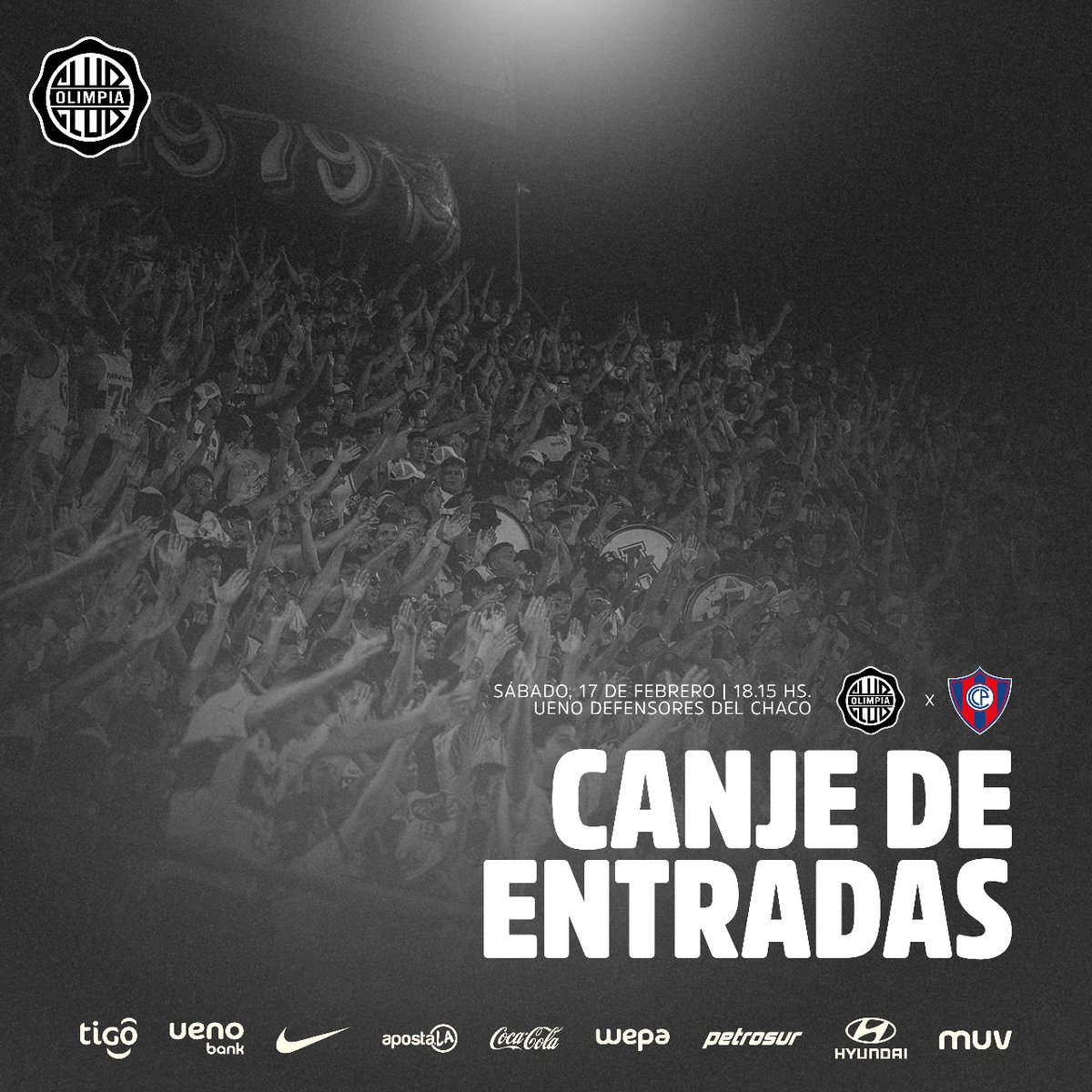¡𝐓𝐎𝐃𝐎𝐒 𝐉𝐔𝐍𝐓𝐎𝐒! 💪🏻

Habilitado el canje de entradas para el compromiso del día sábado en el ueno Defensores del Chaco.

📎 Ingresá: socios.clubolimpia.com.py

#SoyDelOlimpia ⚪️⚫️⚪️