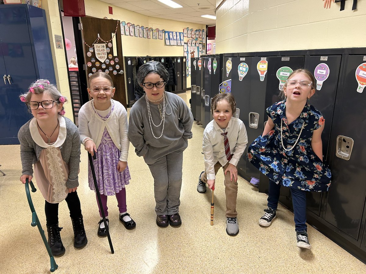Hilltop students celebrating the 100th day of school!