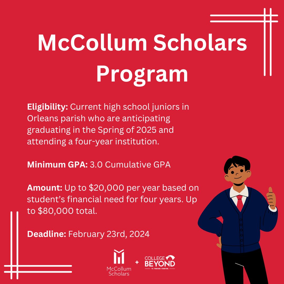 Happy Mardi Gras! Don’t forget the McCollum Scholars Program application deadline is next week on February 23rd!
