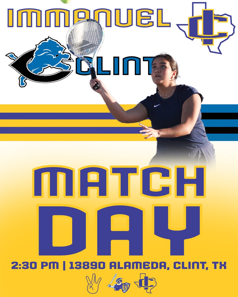 ICS_Tennis's tweet photo. IT’S MEET DAY!
Warriors ⚔️ vs. Clint Lions 🦁
📆 February 13th, 2024
⌚️ 2:30 PM
📍13890 Alameda
#ICTEN24 🎾
#GoWarriors ⚔️
#DubsUp ⚔️
#BeatClint 🦁 https://t.co/a6nqIeRFsz