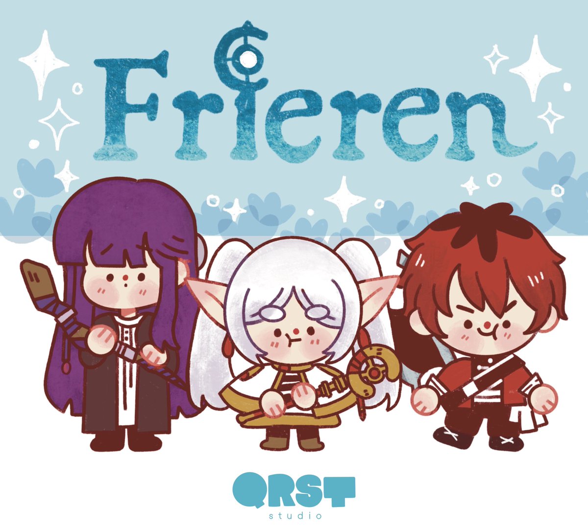 fern (sousou no frieren) ,frieren twintails pointy ears red hair white hair purple hair chibi robe  illustration images