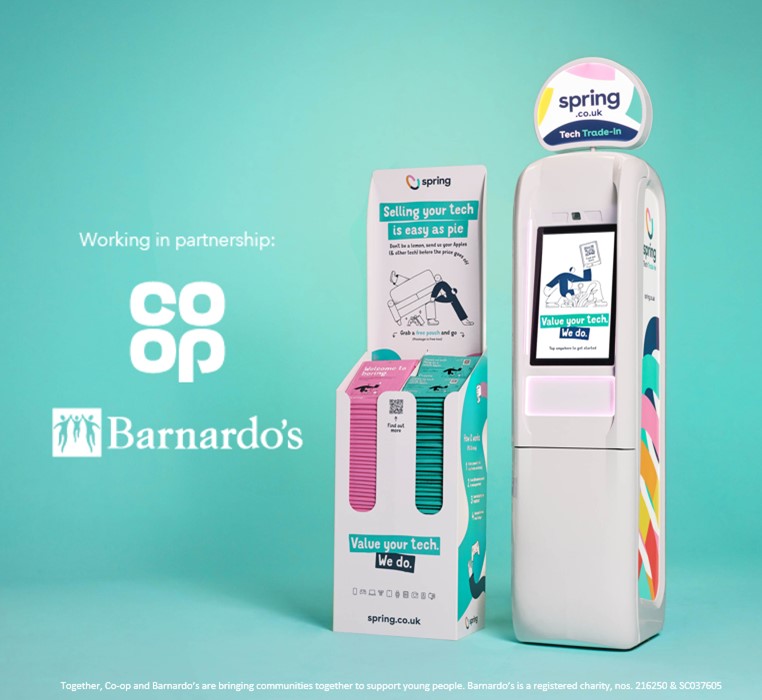 Go BIG for @Barnardos with @TheSpringCycle. Recycle your unwanted tech in participating @coopuk stores or visit spring.co.uk. Donate some or all of the value to Barnardo's and help bring communities together to support young people – all whilst helping the environment.