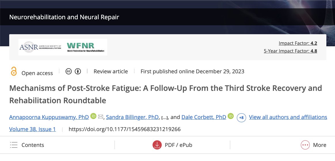 In this paper, authors synthesize evidence on biological mechanisms of post-#stroke fatigue to create a unifying model of fatigue, including factors that pre-dispose, precipitate, & perpetuate it. The framework will help guide future research in the field. journals.sagepub.com/doi/full/10.11…