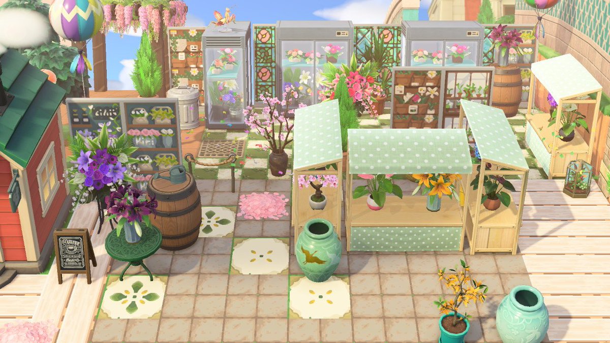 BlueHoshiAlien's tweet photo. Flower market for February!! 🌸💜 A cool Flower Market!! 🌸💜 Valentine's build I've been doing this month on Twitch!

#twitch #acnh #acnhdesign #acnhtwitch #acnhstreaming #streaming #acnhstream #acnhcute #AnimalCrossing #acnhinspo #animalcrossingnewhorizons https://t.co/0SUuxzs6DV