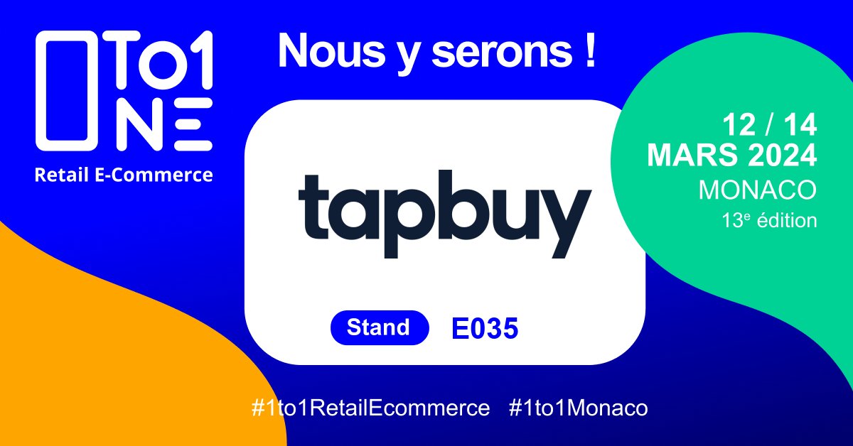 tapbuyio's tweet photo. Save the date 🗓️ Rendez-vous du 12 au 14 mars pour l'événement incontournable du retail @1to1Monaco ! Venez discuter #checkout, conversion mobile et tendances e-commerce avec notre équipe au stand E035 💙 #1to1RetailEcommerce https://t.co/V0lUNjMLXt