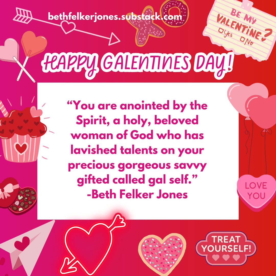 bethfelkerjones's tweet image. Happy Galentine's Day!

“You are anointed by the Spirit, a holy, beloved woman of God who has lavished talents on your precious gorgeous savvy gifted called gal self.”
-Beth Felker Jones
