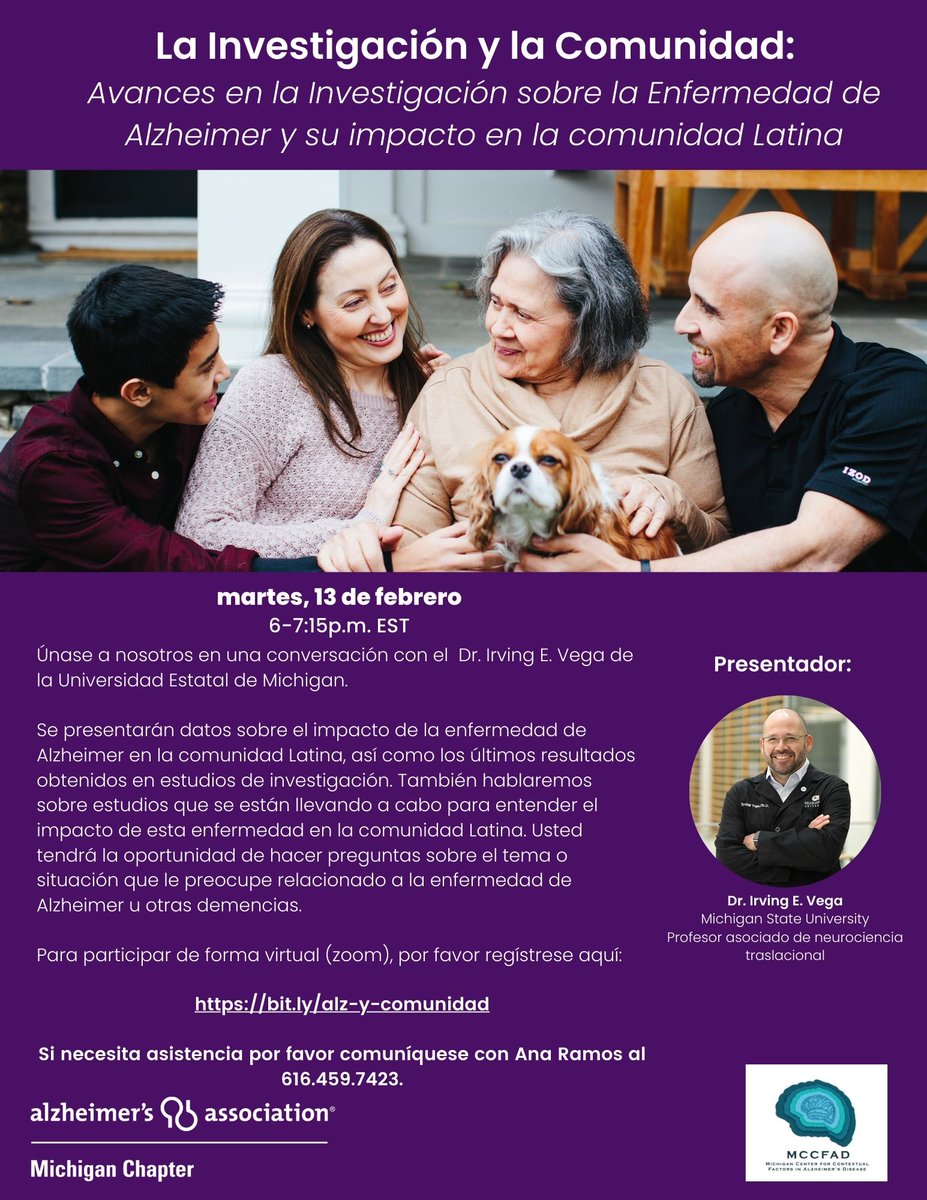#EnMinutos ⏰| Comienza la charla informativa, sin costo, de @alzdsw sobre el impacto del #Alzheimer en la comunidad mexicana e hispana y los recursos disponibles para pacientes y cuidadores 🧠🇲🇽

4:00 p. m. 👉 tinyurl.com/475mknvy 

¡Ayúdanos a compartir!  

#VDS🩺🏢🌵