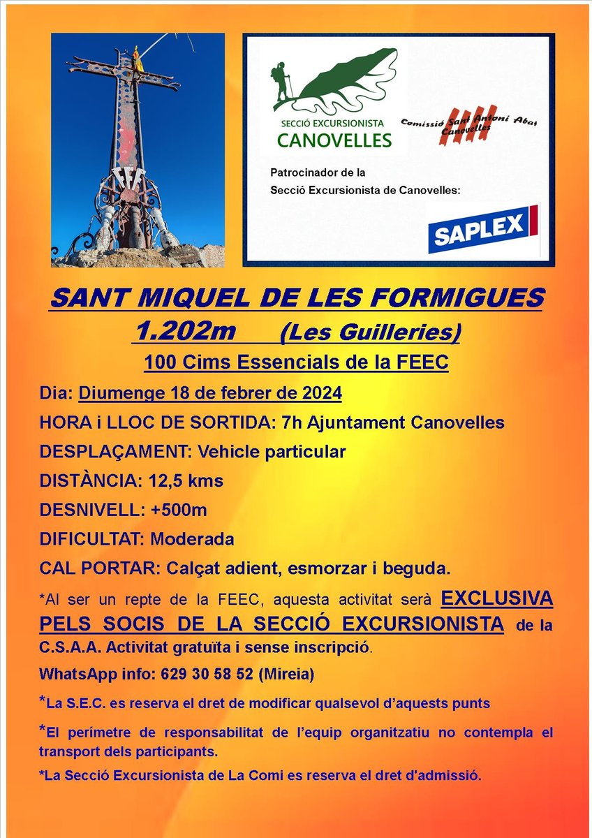 Vols conèxier la llegenda de Sant Miquel de les Formigues? Doncs vine, aquest proper diumenge, a la caminada que us proposem. 
Anima't a gaudir de les meravellosos panoràmiques del cim més alt de les Guilleries. <a href="/lacomi/">comissió sant antoni</a>