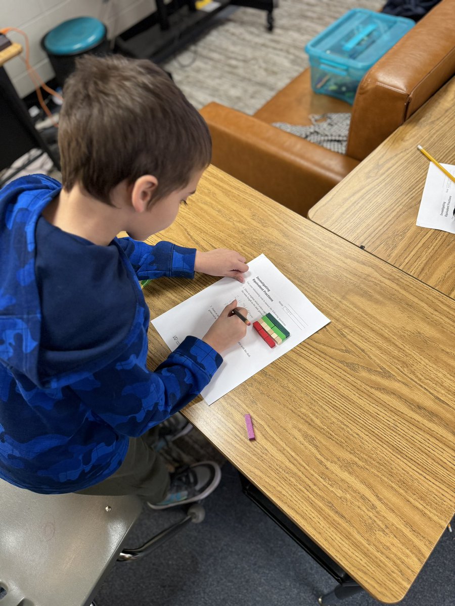 Barrett_Duncan_'s tweet photo. Using Cuisenaire rods to investigate equivalent fractions! @NCTM’s ARCs (Activities with Rigor and Coherence) lessons were excellent for establishing a strong understanding of fractional equivalency! Way to go, Mathematicians! #AndersonEagles #WeAreLufkin https://t.co/XtPcE24Cg3