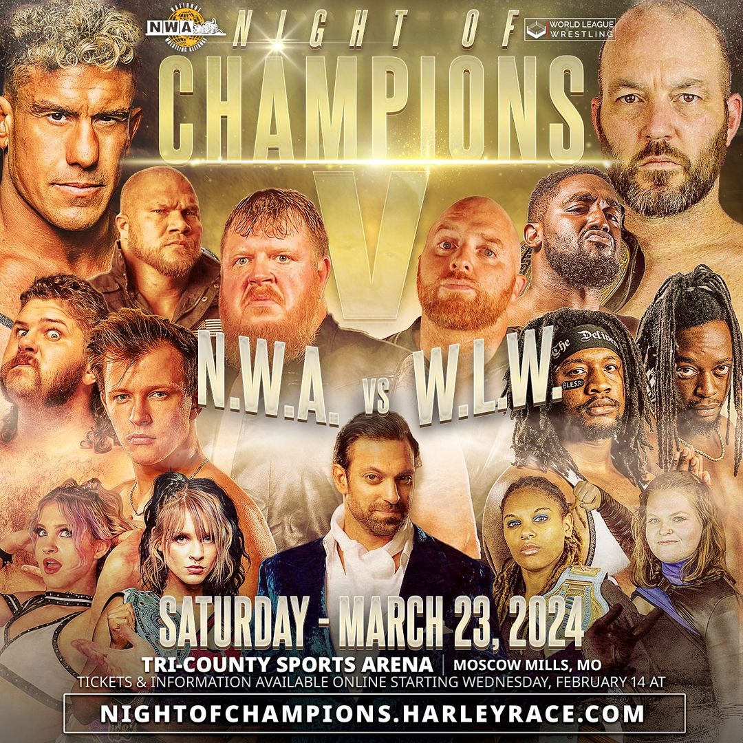 worldleaguewlw's tweet photo. Night of Champions 4 - March 9, 2019. It seems like yesterday, but at the same time - it seems like forever ago. It is past due time. Ladies and gentleman - 𝐍𝐢𝐠𝐡𝐭 𝐨𝐟 𝐂𝐡𝐚𝐦𝐩𝐢𝐨𝐧𝐬 𝐕 on Saturday, March 23rd!

#WLWvsNWA #NightOfChampions https://t.co/Fqcj9m5juV