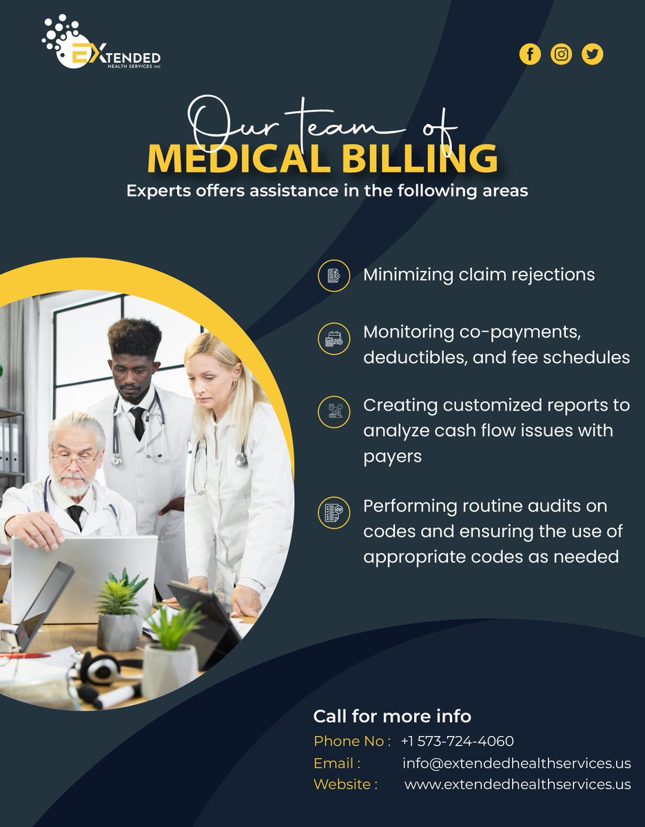 HealthExtended's tweet image. With Extended Health Services, you can confidently navigate the complexities of medical billing while optimizing revenue streams and ensuring compliance with industry standards.