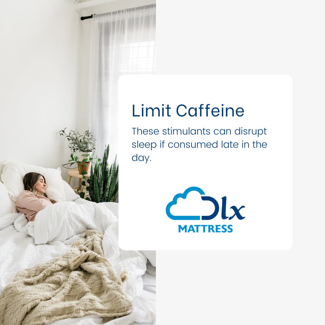 💤 #SleepTip: Limit caffeine ☕️ intake, especially in the late hours -- making it harder to drift off and get the rest you need. 🌙✨