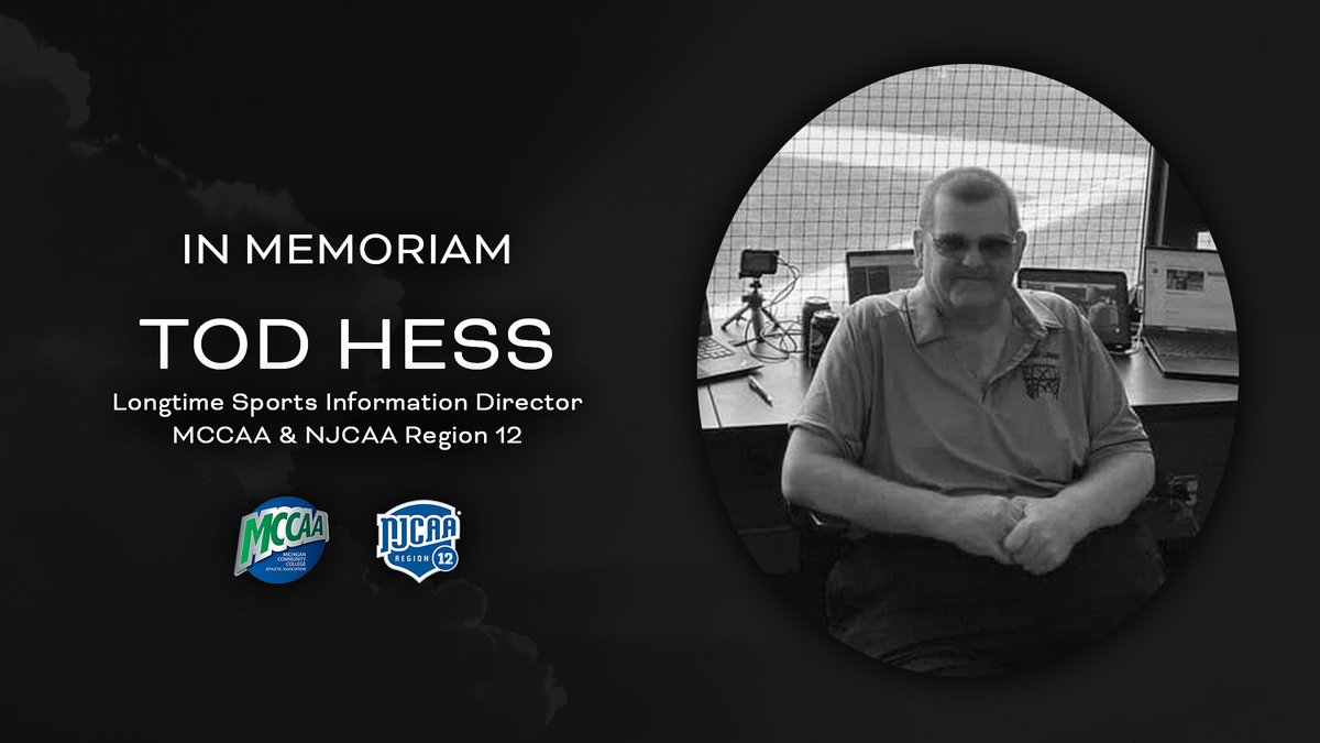NJCAARegion12's tweet photo. Region 12 is deeply saddened to pass along the news of the passing of longtime MCCAA &amp; Region 12 sports information director, Tod Hess. Thank you for everything, Tod. We will miss you greatly.

https://t.co/MFcZbwmY95 https://t.co/5RT1mVdCg1