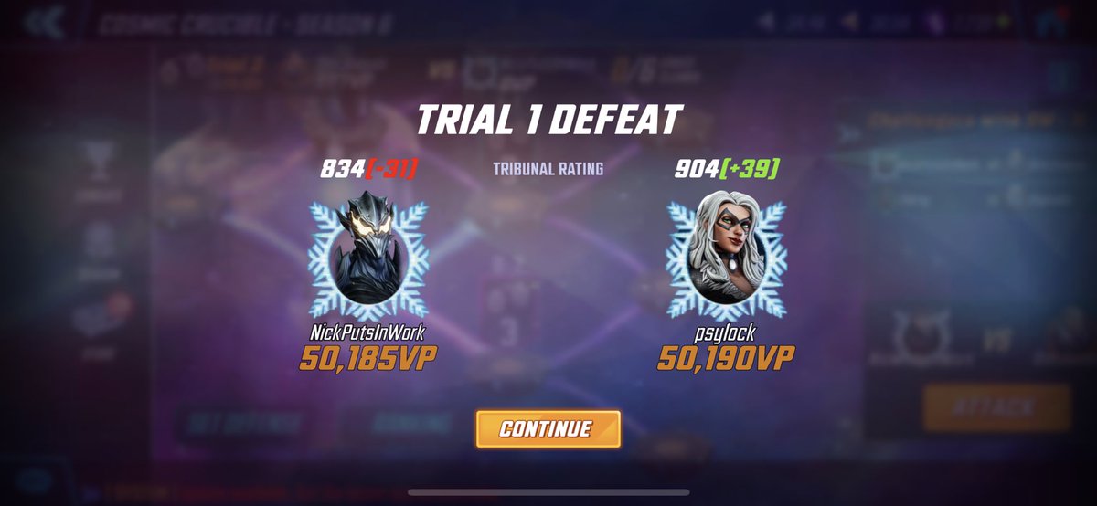 NickPutsInWork's tweet photo. @MarvelStrikeF CC is a joke, I lost by 5 points when I cleared all rooms first try. https://t.co/WO9LZq9VBW