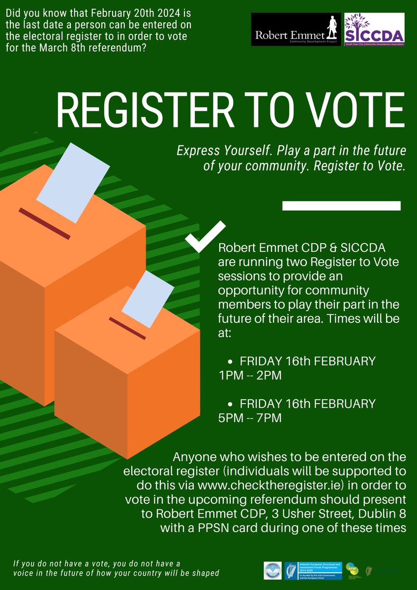 Did you know that February 20th, 2024 is the LAST day to register to vote for the March 8th referendum? Your vote is your voice in shaping the future of our community. Don't miss out on this crucial opportunity to have your say! Join us for two Register to Vote sessions.