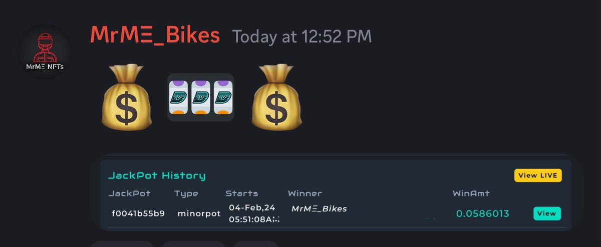 🎉 Congratulations to  <a href="/MrMeNFTs/">MrMΞ</a>  for winning big in DNA Racing! 🏆 By simply entering paid races, they snagged a jackpot of 0.0586 WETH! 🌟 Talk about a thrilling victory! Who's next to chase their jackpot dreams on the track? 🚴‍♂️💨 #DNARacing #JackpotWinner