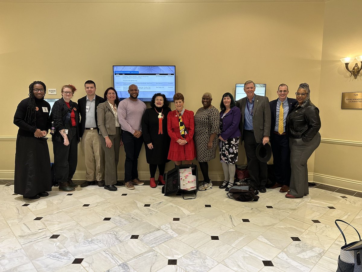 SEIU500's tweet photo. Local 500 shows up for faculty &amp; grad students before the House Appropriations Committee to demand collective bargaining rights.  Let’s not leave any Marylander behind. #CollectiveBargainingNow @SEIU https://t.co/wxO0bPX6qB