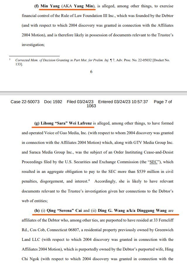 LUC此次快、狠、准起诉关联的个人和实体公司，追缴法治基金部分钱款的行动，必定是法治基金财务总监 Min Yang 杨敏反水的结果，她在郭黑帮公开的称呼是“拉姆”。